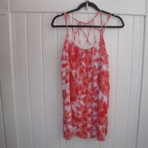 Anthropologie Socialite Top Women's Med Orange Tie-Dye Boho Hippie Distressed